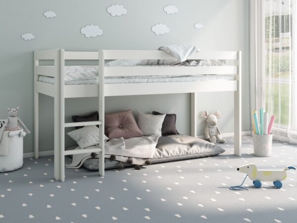 Custom midsleeper bed in solid white finish