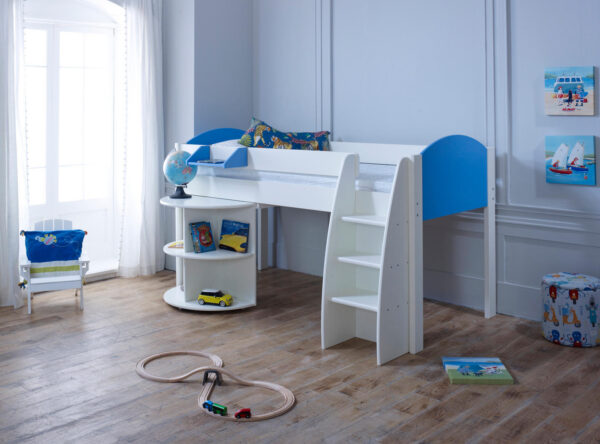 Eli blue midsleeper with desk - Cabin bed for small room