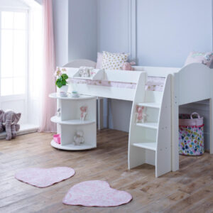Eli white midsleeper with desk - Cabin bed for small room