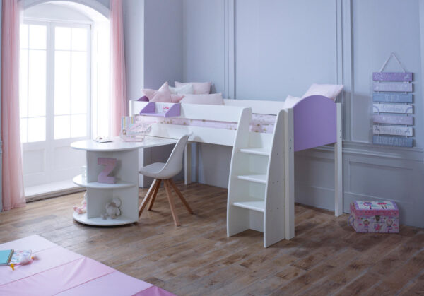 Eli lilac midsleeper with desk - Cabin bed for small room