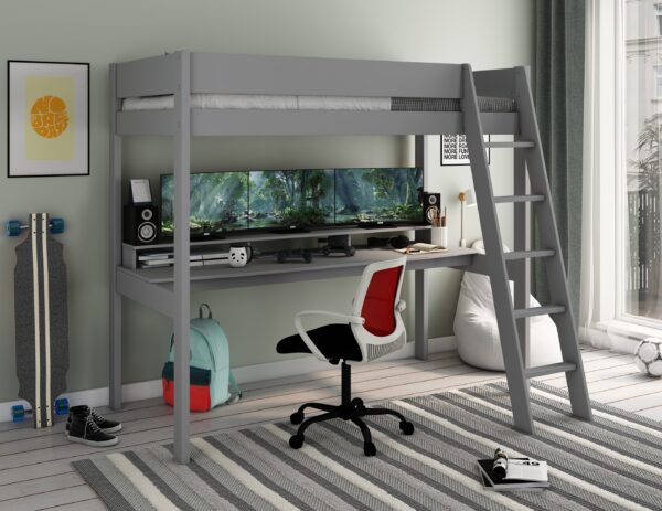 Estella Loft bed with gaming desk - Loft bed for box room and small room