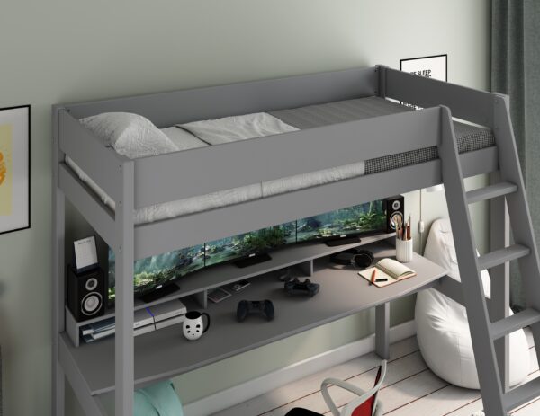 Estella Loft Bed with gaming desk - Loft bed for box room and small room